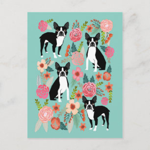 Boston Terrier Spring flowers - cute boston terrie Briefkaart