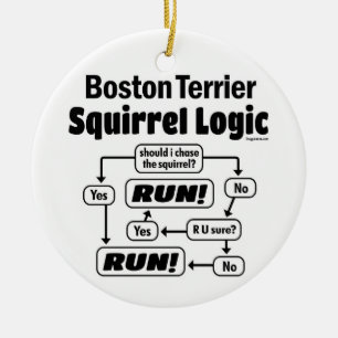 Boston Terrier Squirrel Logic Keramisch Ornament