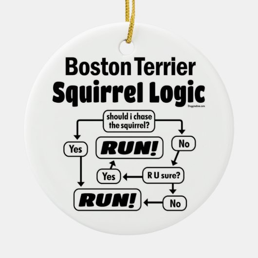 Boston Terrier Squirrel Logic Keramisch Ornament (Voorkant)