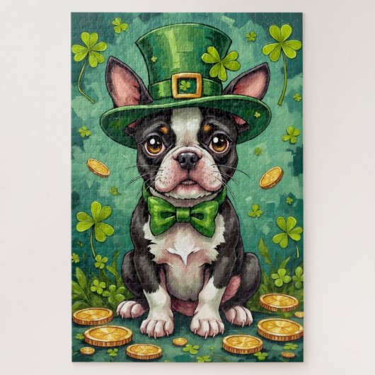 Boston Terrier St Patrick’s Day Funny Lucky Dog Legpuzzel (Verticaal)