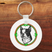 Boston Terrier St. Patrick's-dag Sleutelhanger (Voorkant)