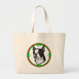 Boston Terrier St. Patrick's Day Grote Tote Bag