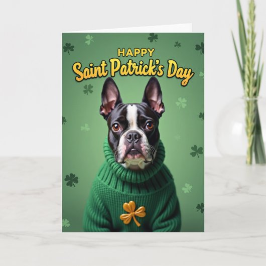 Boston Terrier St. Patrick's Day Kaart (Voorkant)