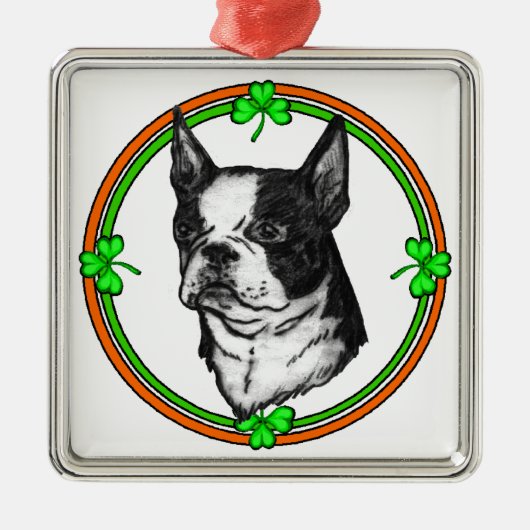 Boston Terrier St Patrick's Day Metalen Ornament (Voorkant)