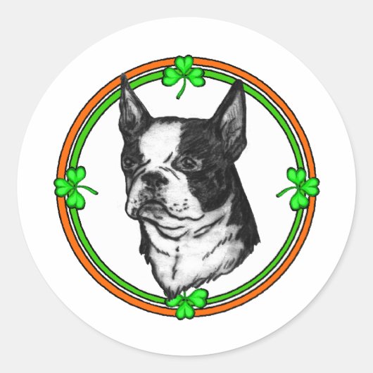 Boston Terrier St Patrick's Day Ronde Sticker (Voorkant)