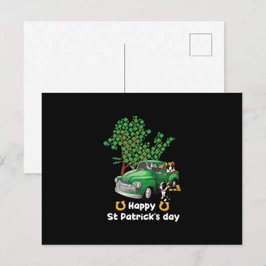 Boston Terrier st Patricks day truck Shamrock Aankondigingskaart (Voorkant / Achterkant)