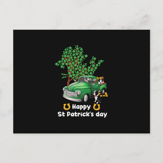 Boston Terrier st Patricks day truck Shamrock Aankondigingskaart (Voorkant)