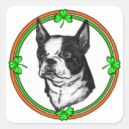 Boston Terrier St Patrick's Day Vierkante Sticker
