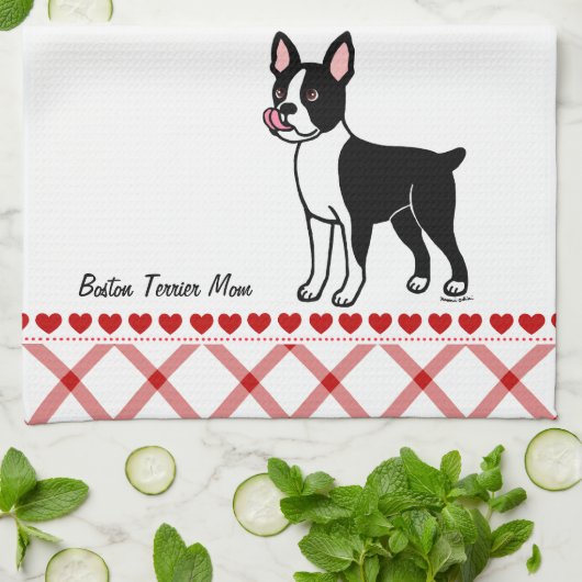 Boston Terrier Standing Theedoek (Gevouwen)