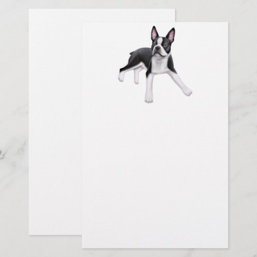 Boston Terrier Stationery Briefpapier (Voorkant / Achterkant)