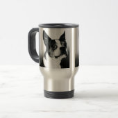 Boston Terrier Steel Mok - "Boston Style" (Voorkant links)
