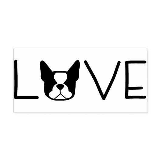 Boston Terrier stempel - Boston L O V E (Afrduk)