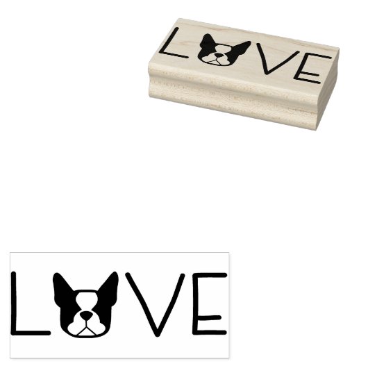 Boston Terrier stempel - Boston L O V E (Gestempeld)