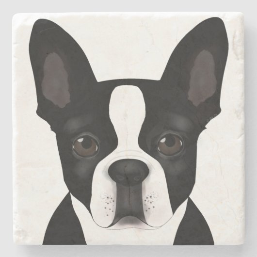 Boston Terrier Stenen Onderlegger Onderzetter (Voorkant)