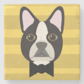 Boston Terrier Stenen Onderzetter (Voorkant)