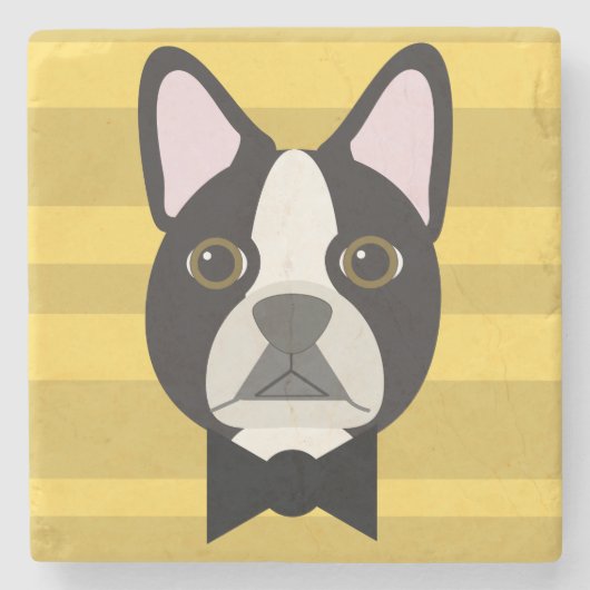 Boston Terrier Stenen Onderzetter (Voorkant)