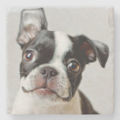 Boston Terrier Stenen Onderzetter (Voorkant)