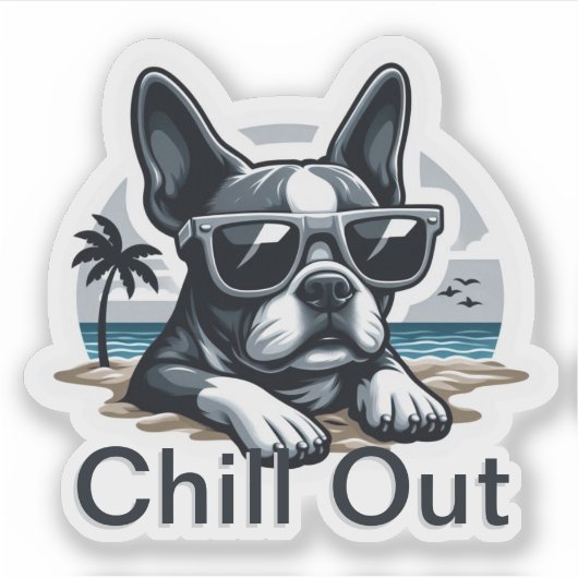 Boston Terrier-Sticker: Rustig aan Sticker (Voorkant)
