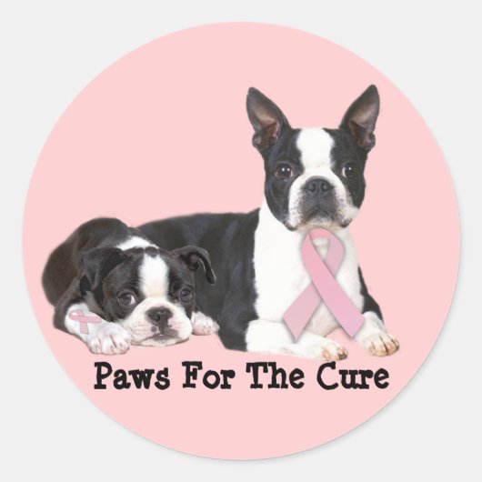 Boston Terrier-Sticker voor borstkanker Ronde Sticker (Voorkant)
