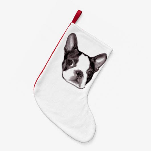 Boston Terrier Stocking Kleine Kerstsok (Voorkant (Hangend))