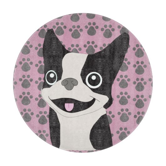 Boston Terrier, Stof Roze Snijplank (Voorkant)
