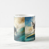 Boston Terrier Strand Surfen Schilderij Koffiemok (Center)