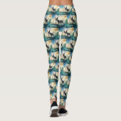 Boston Terrier Strand Surfen Schilderij Leggings (Achterkant)