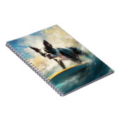 Boston Terrier Strand Surfen Schilderij Notitieboek (Rechterzijde)