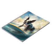 Boston Terrier Strand Surfen Schilderij Notitieboek (Linkerzijde)