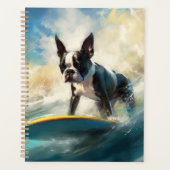 Boston Terrier Strand Surfen Schilderij Planner (Voorkant)