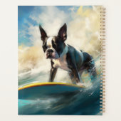 Boston Terrier Strand Surfen Schilderij Planner (Achterkant)