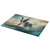 Boston Terrier Strand Surfen Schilderij Snijplank (Hoek)