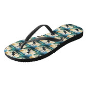 Boston Terrier Strand Surfing Schilderij Teenslippers (Schuin)