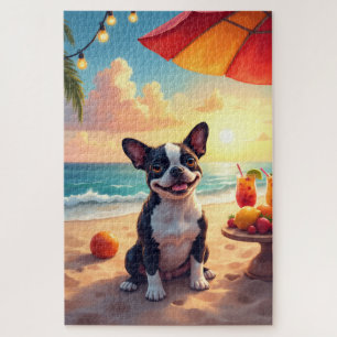 Boston Terrier strandfeest scène Legpuzzel