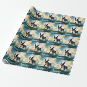 Boston Terrier Surfen Schilderij Cadeaupapier