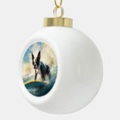Boston Terrier Surfen Schilderij Keramische Bal Ornament (Rechts)