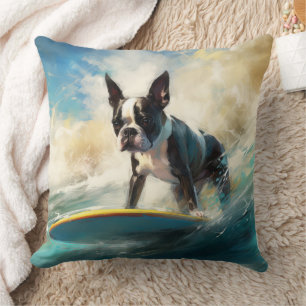 Boston Terrier Surfen Schilderij Kussen