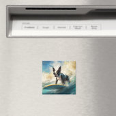 Boston Terrier Surfen Schilderij Magneet (Insitu (Vaatwasser))