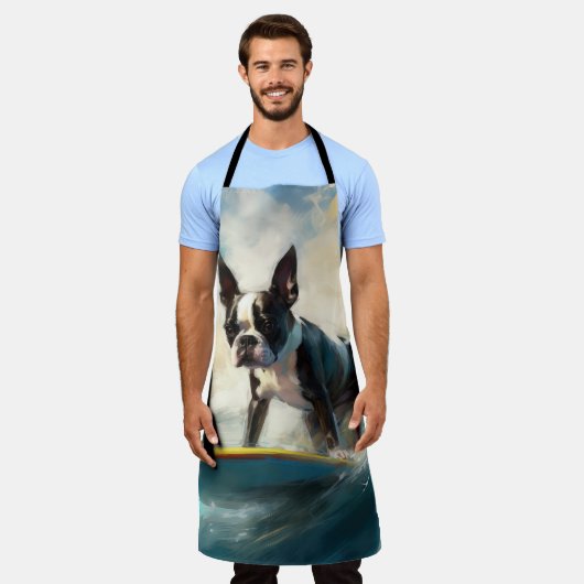 Boston Terrier Surfen Schilderij Schort (Gedragen)