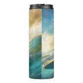 Boston Terrier Surfen Schilderij Thermosbeker (Achterkant)