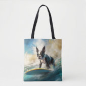 Boston Terrier Surfen Schilderij Tote Bag (Voorkant)