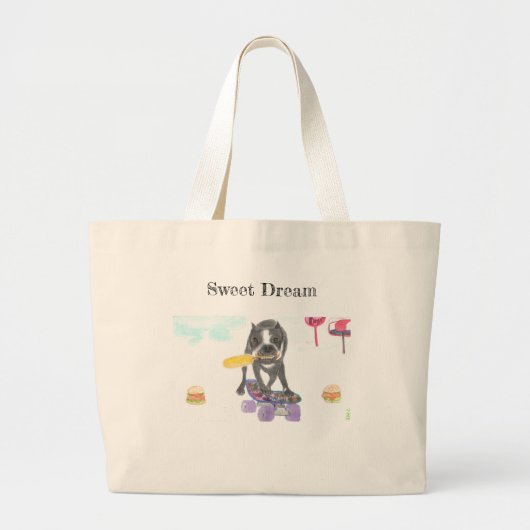 Boston Terrier Sweet Dream Grote Tote Bag (Voorkant)