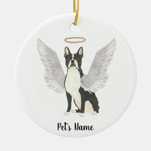 Boston Terrier Sympathie Herdenkingsmonument Keramisch Ornament (Voorkant)