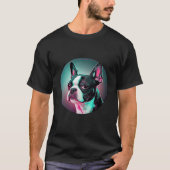 Boston Terrier Synthwave 80s Retrowave Aesthetic T-shirt (Voorkant)