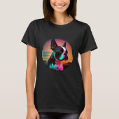 Boston Terrier Synthwave 80s Retrowave Aesthetic   T-shirt (Voorkant)