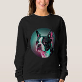 Boston Terrier Synthwave 80s Retrowave Aesthetic Trui (Voorkant)