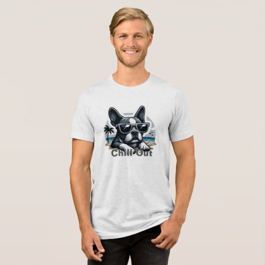 Boston Terrier T: Rustig aan Tri-Blend Shirt (Voorkant volledig)