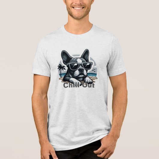 Boston Terrier T: Rustig aan Tri-Blend Shirt (Voorkant)