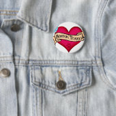 Boston Terrier Tattoo Heart Ronde Button 5,7 Cm (In situ)