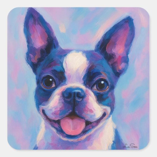 Boston Terrier Tea Party Labels en Stickers (Voorkant)